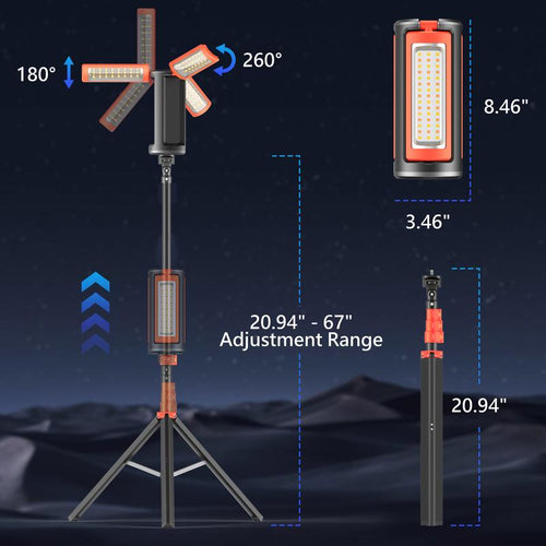 Upgrade 3 Heads Camping Light with Stand